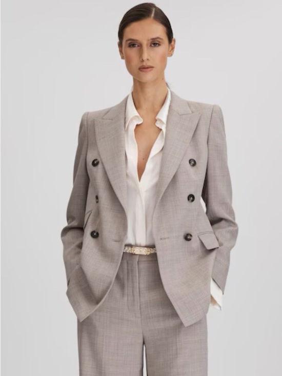 Reiss Jackets & Blazers - Reiss Double-Breasted Light Gray Blazer
